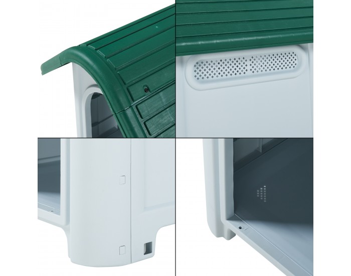 Кучешка колиба Bello 75x59x66 см Бяло/Зелено []