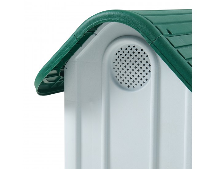 Кучешка колиба Bello 75x59x66 см Бяло/Зелено []