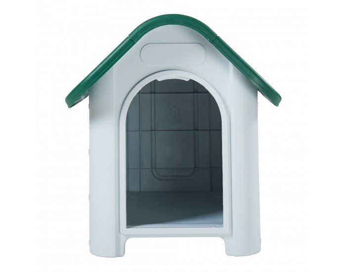 Кучешка колиба Bello 75x59x66 см Бяло/Зелено []