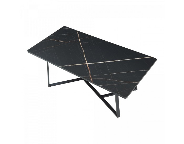 Маса за кафе Riskiften 120x60x48 см мраморна визия, черна []