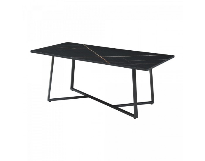 Маса за кафе Riskiften 120x60x48 см мраморна визия, черна []