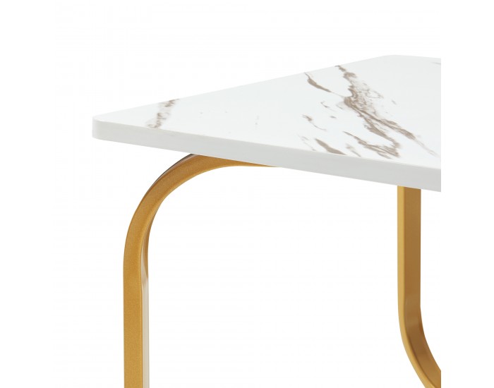 Холна маса Kolta 120x60x43 см мраморна визия, бяло/златно []