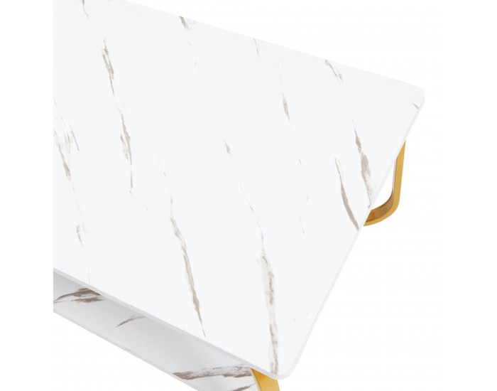 Холна маса Kolta 120x60x43 см мраморна визия, бяло/златно []