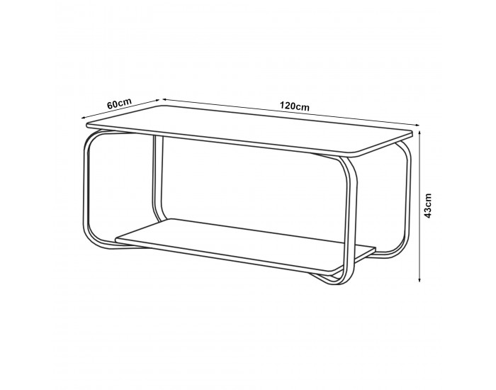 Холна маса Kolta 120x60x43 см мраморна визия, бяло/златно []