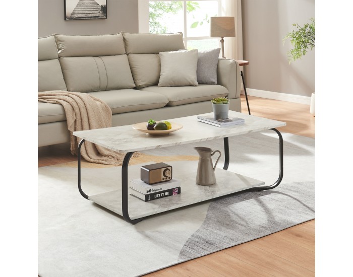 Холна маса Kolta 120x60x43 см мраморна визия, бяла []