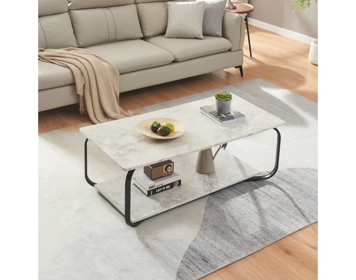 Холна маса Kolta 120x60x43 см мраморна визия, бяла []