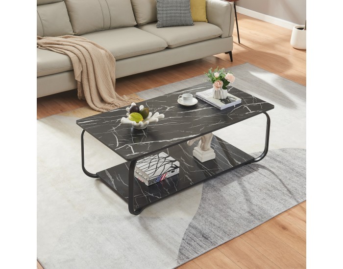 Холна маса Kolta 120x60x43 см мраморна визия, черна []