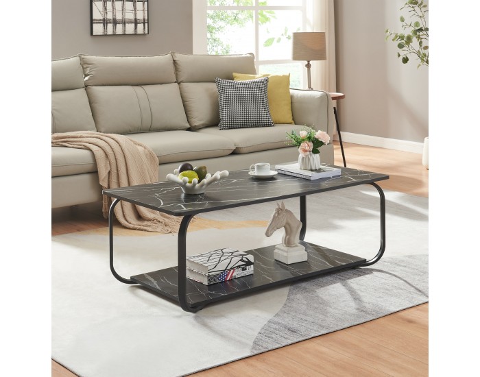 Холна маса Kolta 120x60x43 см мраморна визия, черна []