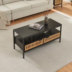 Холна маса Luniehti 100x40x48 см черен/естествен [] - Холни маси