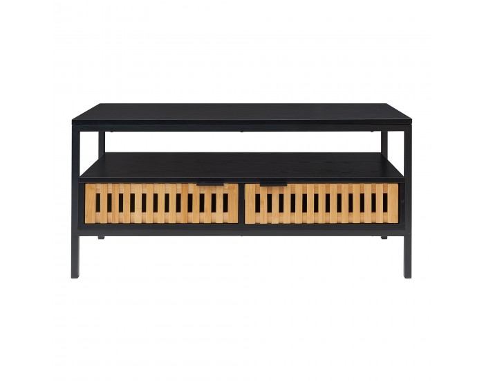 Холна маса Luniehti 100x40x48 см черен/естествен []