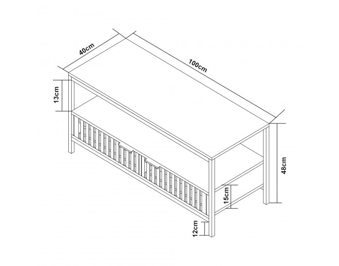 Холна маса Luniehti 100x40x48 см черен/естествен []