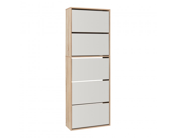 Поставка за обувки Lund с 5 огледални капака във вид на дъб сонома []