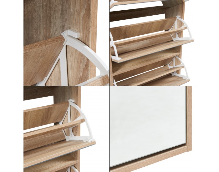 Поставка за обувки Lund с 5 огледални капака във вид на дъб сонома []