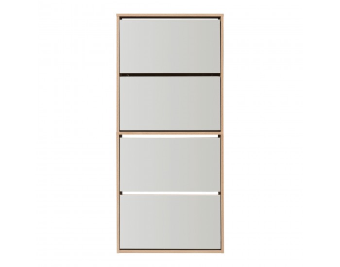 Поставка за обувки Lund с 4 огледални капака във вид на дъб сонома []