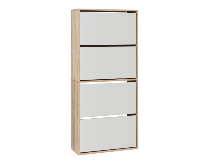 Поставка за обувки Lund с 4 огледални капака във вид на дъб сонома []