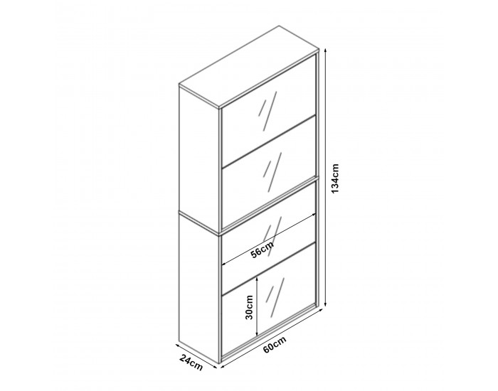 Поставка за обувки Lund с 4 огледални капака във вид на дъб сонома []