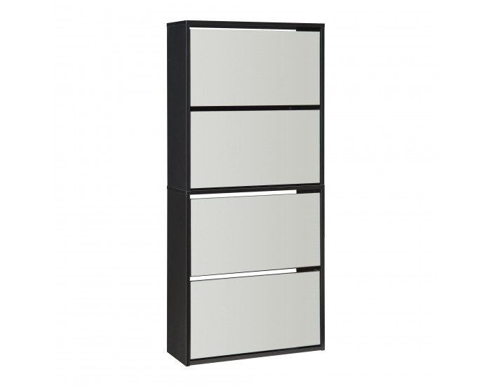 Поставка за обувки Lund с 4 огледални капака Черен []