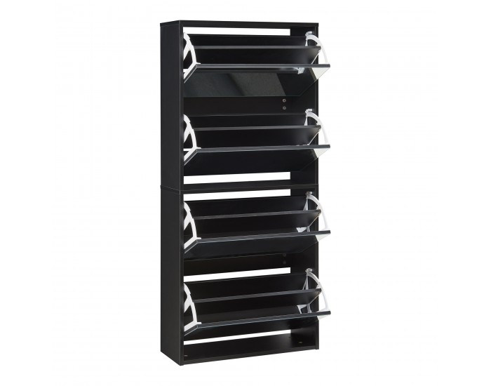 Поставка за обувки Lund с 4 огледални капака Черен []