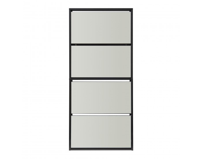 Поставка за обувки Lund с 4 огледални капака Черен []