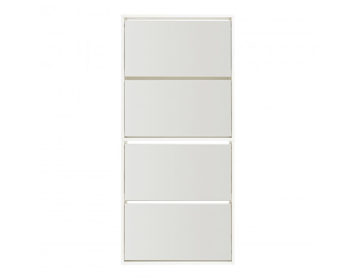 Поставка за обувки Lund с 4 огледални капака Бяла []