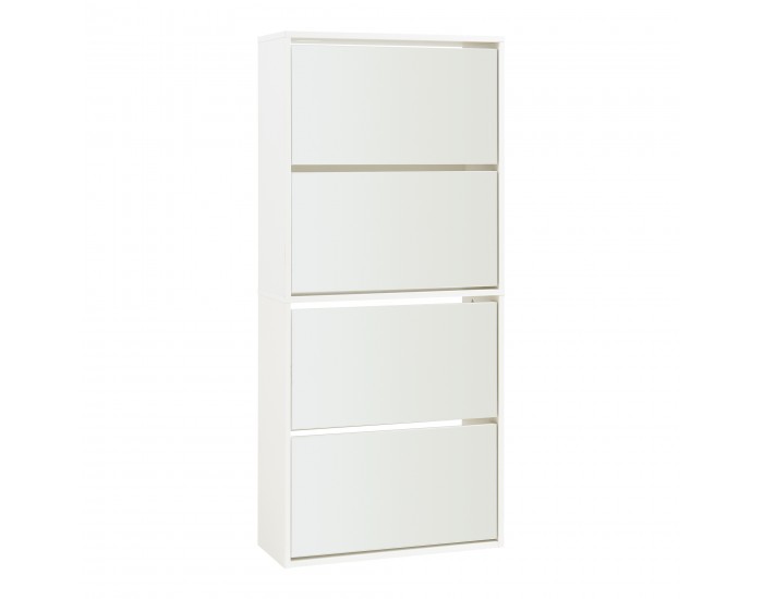 Поставка за обувки Lund с 4 огледални капака Бяла []