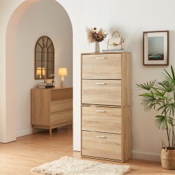 Шкаф за обувки Sykkylven 134x60x24 см с 4 врати дъб сонома [] - Sonata G