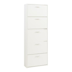 Шкаф за обувки Sykkylven 169x60x24 см с 5 капака Бял [] - Sonata G