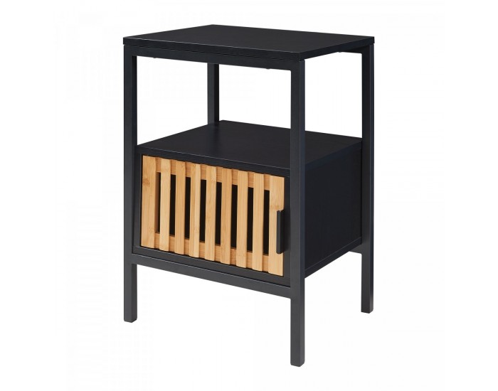 Нощно шкафче Luniehti 58x40x33 см Черно/Естествено []