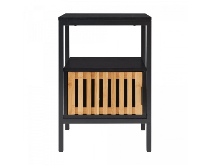 Нощно шкафче Luniehti 58x40x33 см Черно/Естествено []