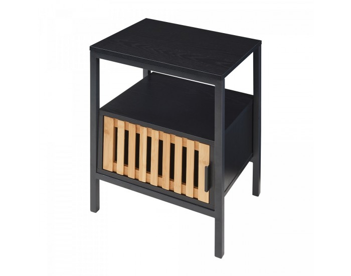 Нощно шкафче Luniehti 58x40x33 см Черно/Естествено []