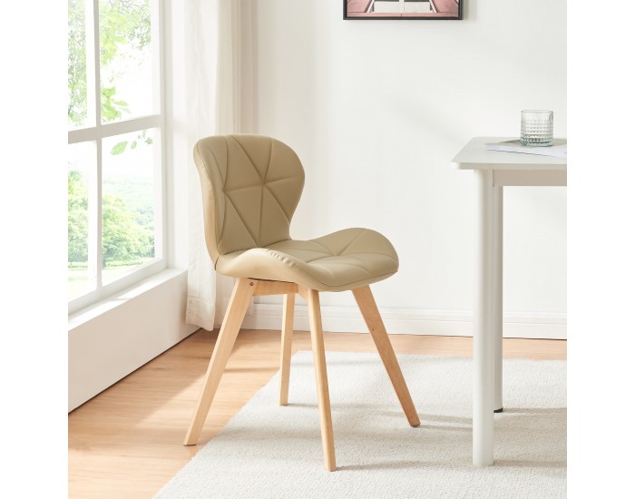 Комплект трапезарни столове Älmhult 4 бр., 78x47x52 см, бежова еко кожа []