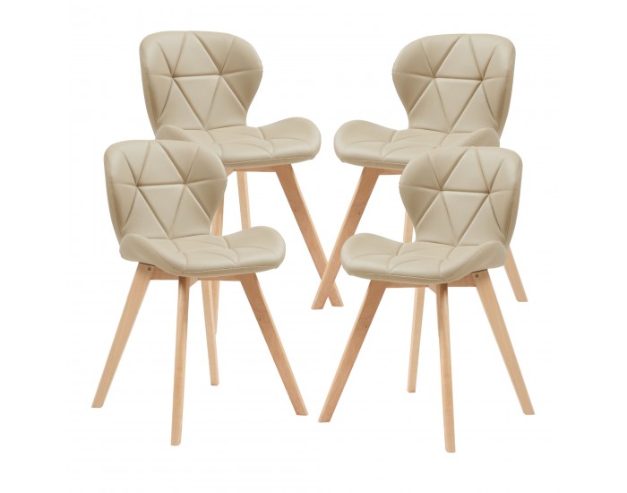 Комплект трапезарни столове Älmhult 4 бр., 78x47x52 см, бежова еко кожа []