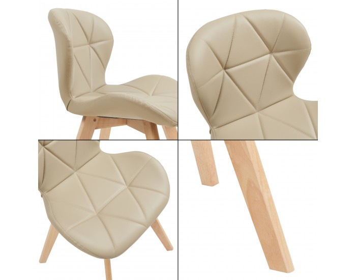 Комплект трапезарни столове Älmhult от 6 бр., 78x47x52 см, бежова еко кожа []