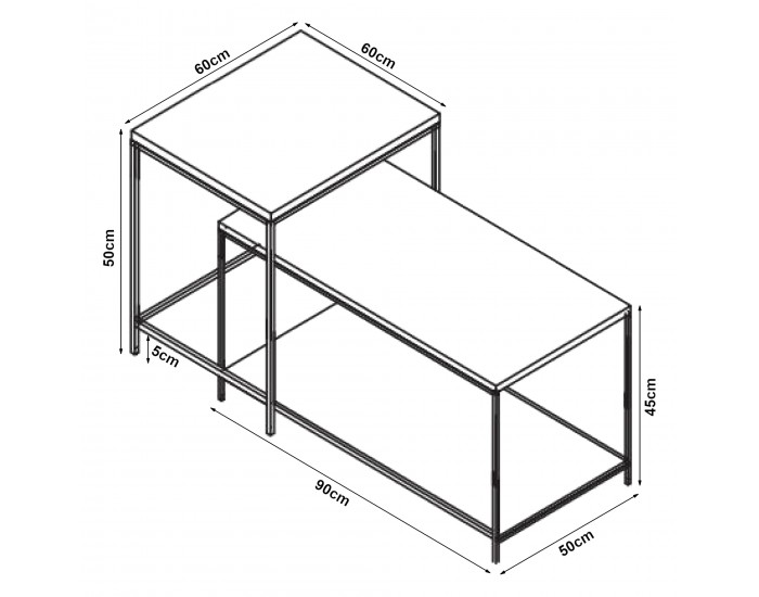 Маса за гнездо Kurghore от 2 части в черен/тъмен дъб []