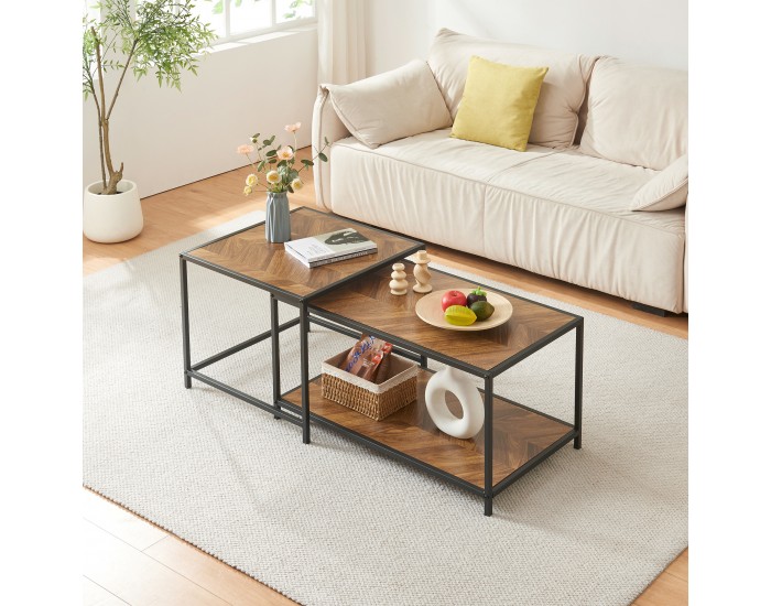 Маса за гнездо Kurghore от 2 части в черен/тъмен дъб []