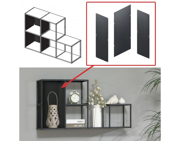 Nostened стенен комплект от 5 броя с гръб и странична стена черни []