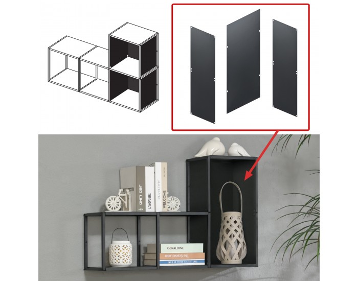 Nostened стенен комплект от 4 броя с гръб и странична стена черни []