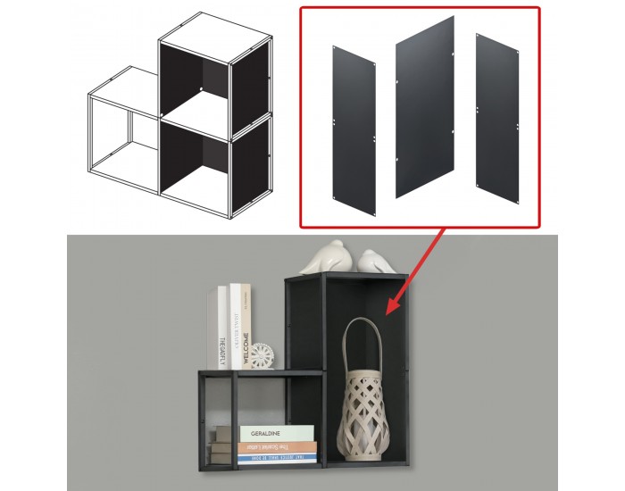 Nostened стенен комплект от 3 броя с гръб и странична стена черни []