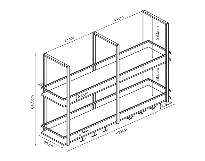 Поставка за вино Hubro 100x30x85 см черно/изглед на орех []