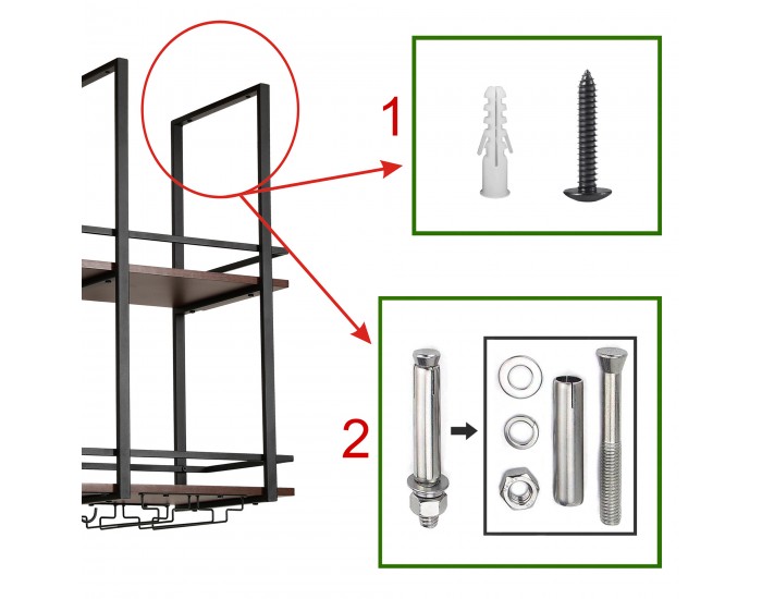 Поставка за вино Hubro 100x30x85 см черно/изглед на орех []