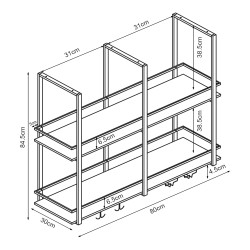 Поставка за вино Hubro 80x30x85 cm черен/изглед на орех [] - Дневна