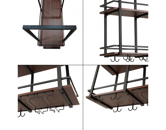 Поставка за вино Hubro 80x30x85 cm черен/изглед на орех []