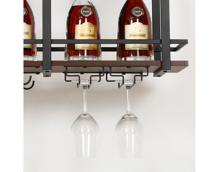 Поставка за вино Hubro 80x30x85 cm черен/изглед на орех []