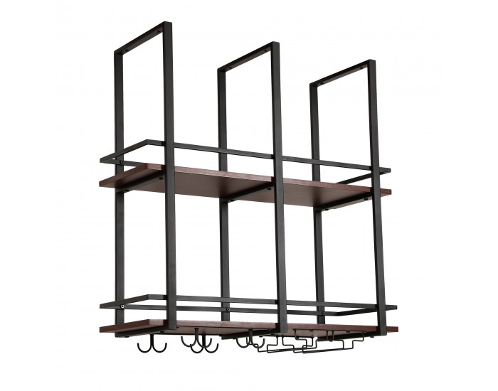 Поставка за вино Hubro 80x30x85 cm черен/изглед на орех []