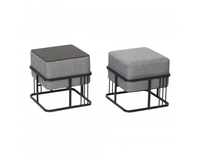 Мултифункционална табуретка Tas комплект от 2 квадратни светлосиви []