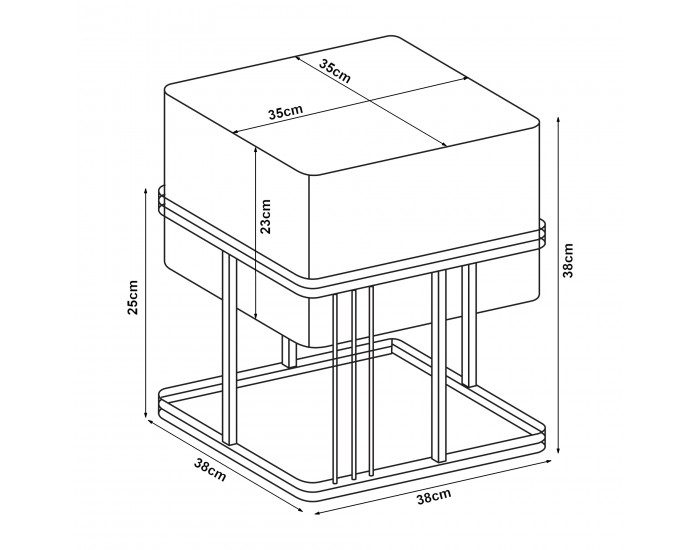 Мултифункционална табуретка Tas комплект от 2 квадратни светлосиви []