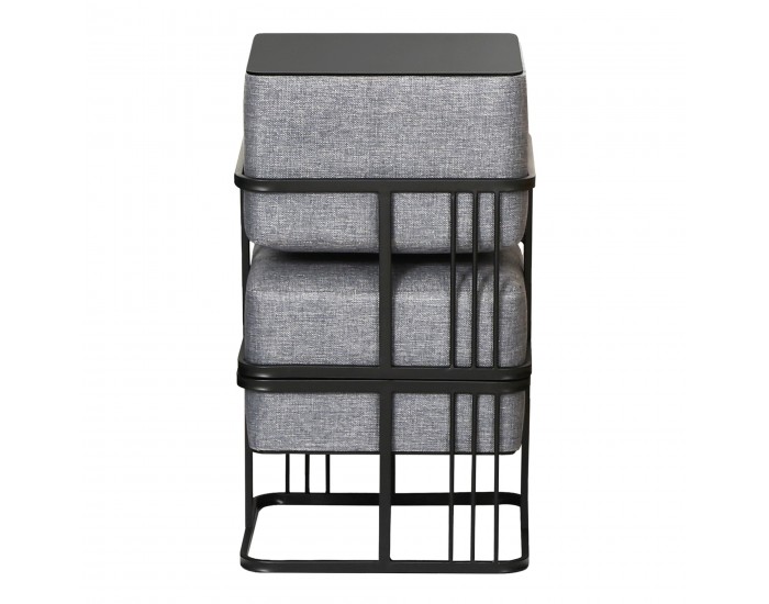 Мултифункционална табуретка Tas комплект от 2 квадратни светлосиви []