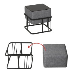 Многофункционална табуретка Tas комплект от 2 квадратни тъмносив [] - Табуретки