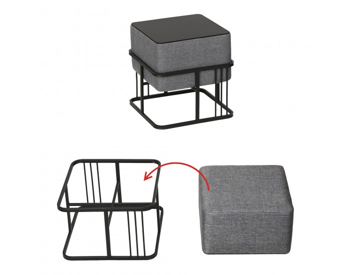 Многофункционална табуретка Tas комплект от 2 квадратни тъмносив []