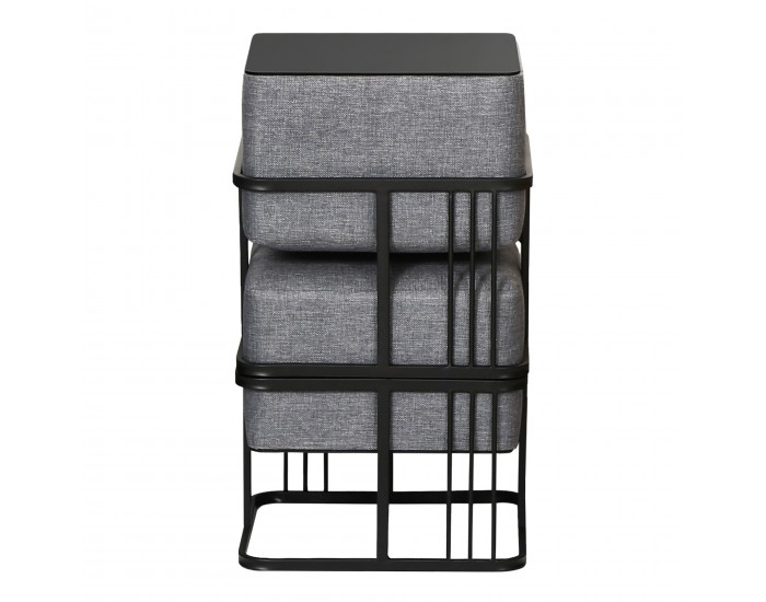 Многофункционална табуретка Tas комплект от 2 квадратни тъмносив []